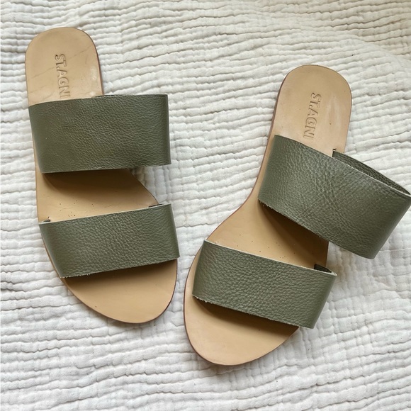 St. Agni | Army Olive Green Keiko Slide Sandals - Picture 7 of 7